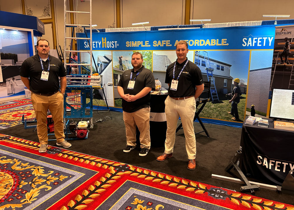Pictured left to right are Mike Dell, Robbie Kotwicki, and Shawn Furlong at the 2023 Western Roofing Expo
